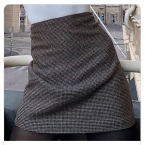 Aritzia classic wool mini skirt grey plaid
